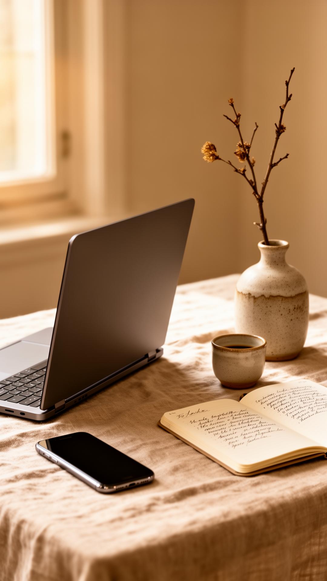 Modernes Arbeitsumfeld mit eleganter Website auf dem Laptop